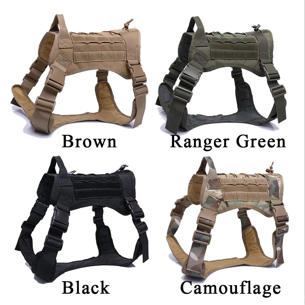 Nylon Tactical Dog Harness With Handle and Bungee Leash For German Shepherds And Other Large Dogs