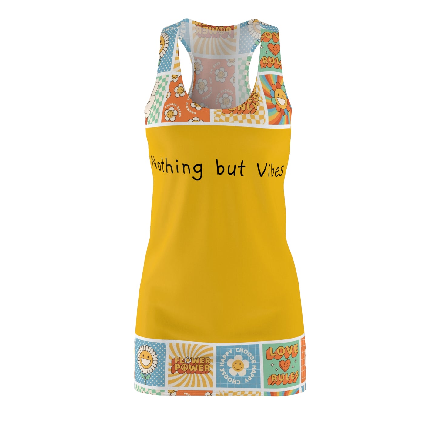 "Nothing but Vibes" Women's Cut & Sew Racerback Dress (AOP)