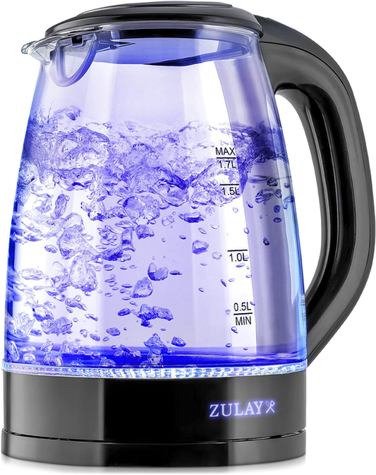 Zulay Glass Electric Kettle with Blue LED Light