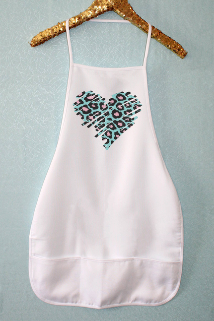 Teal Pink Distressed Heart Valentines Day Apron 88501