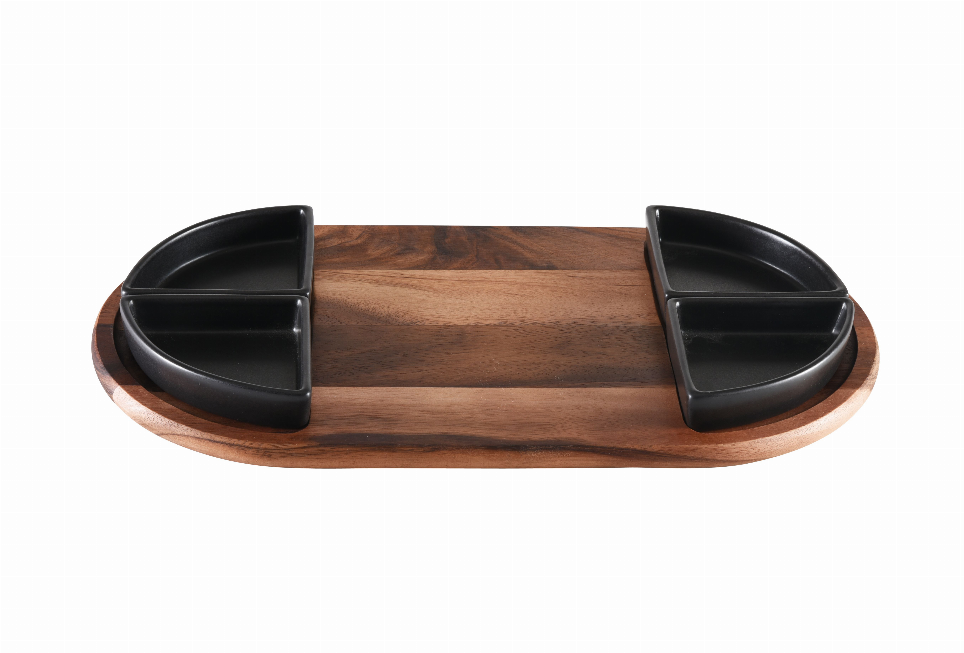 Charcuterie Serving Tray with Ceramic Bowls