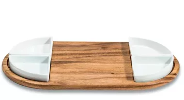 Charcuterie Serving Tray with Ceramic Bowls