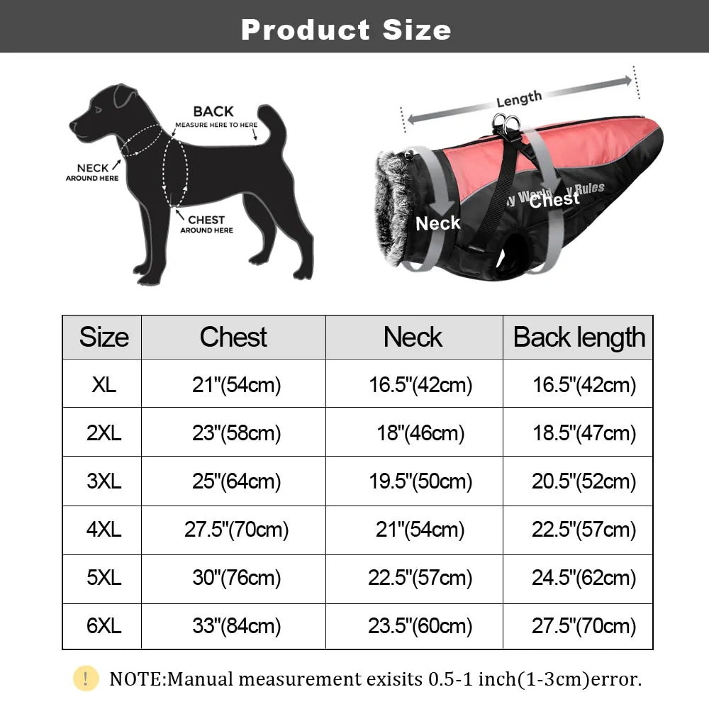 Waterproof Thicken Winter Dog Coat with Harness for Medium to Large Dogs