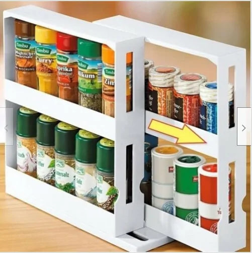 Precise: Double Layer Rotating Kitchen Spice Organizer Rack