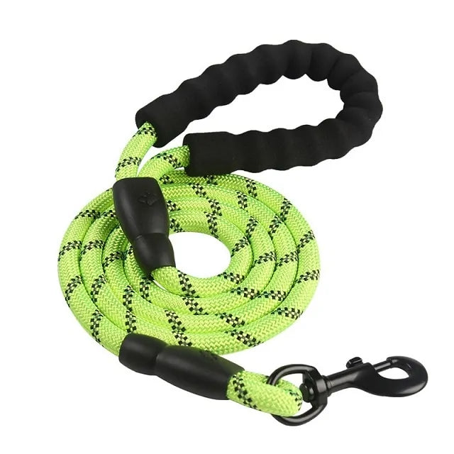 Reflective Rope Leash for Large Dogs: Durable, Strong Traction, Round Nylon Lead