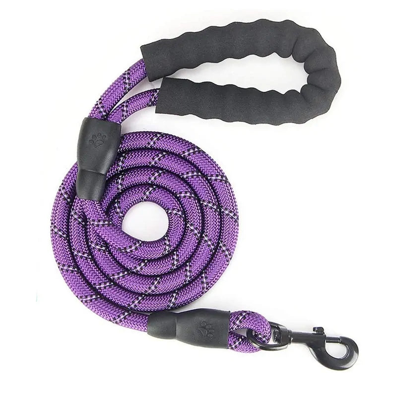 Reflective Rope Leash for Large Dogs: Durable, Strong Traction, Round Nylon Lead